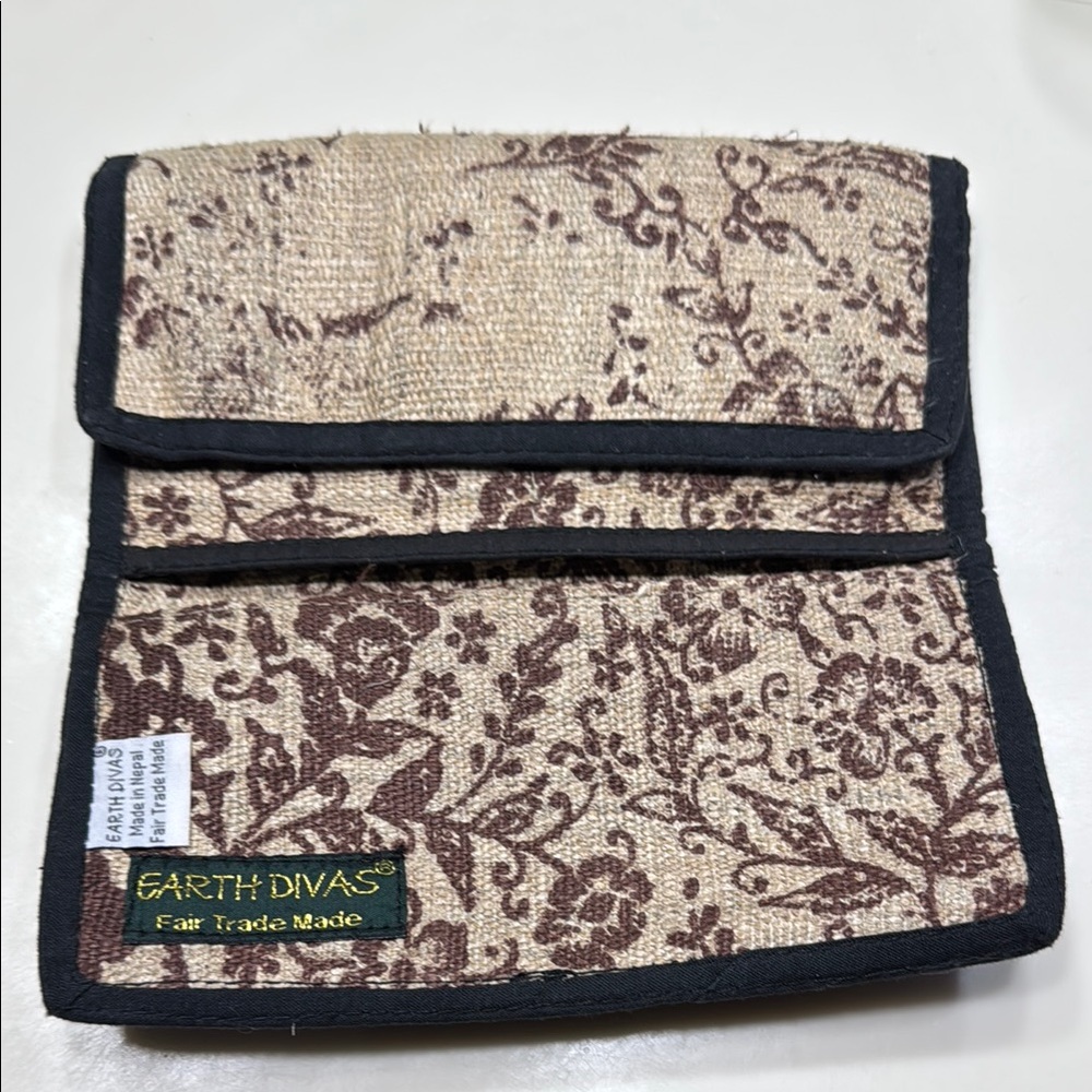 Floral Beige and Brown Clutch